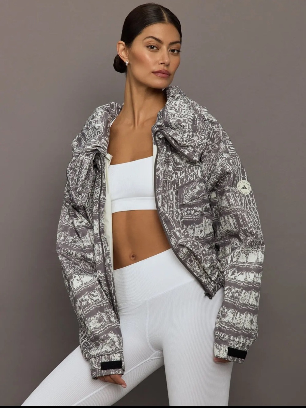 ADIDAS BY STELLA MCCARTNEY Crocodile-Print Hooded Jacket XS NEW WITH TAGS